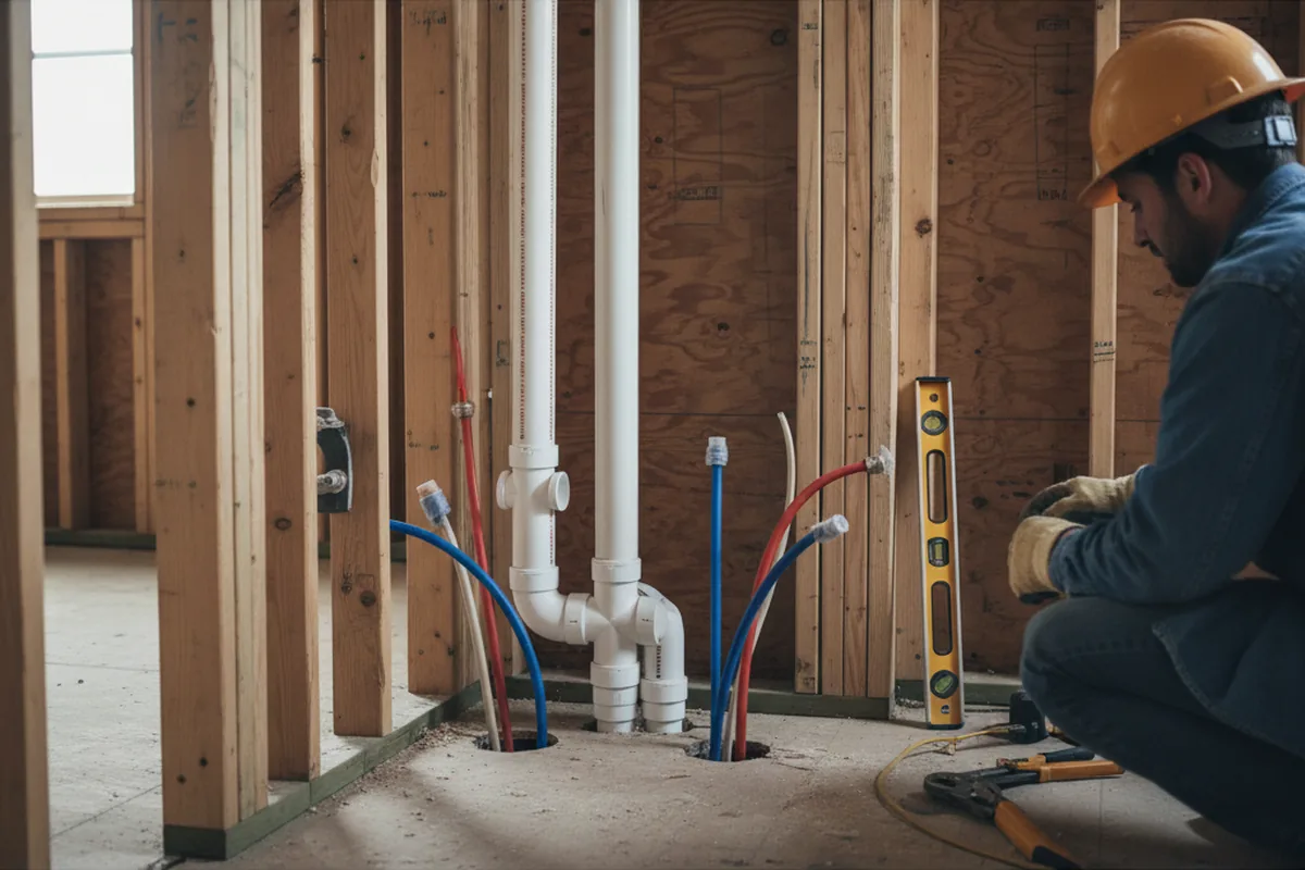 Drain and supply rough-in during Leak Detection in Scio