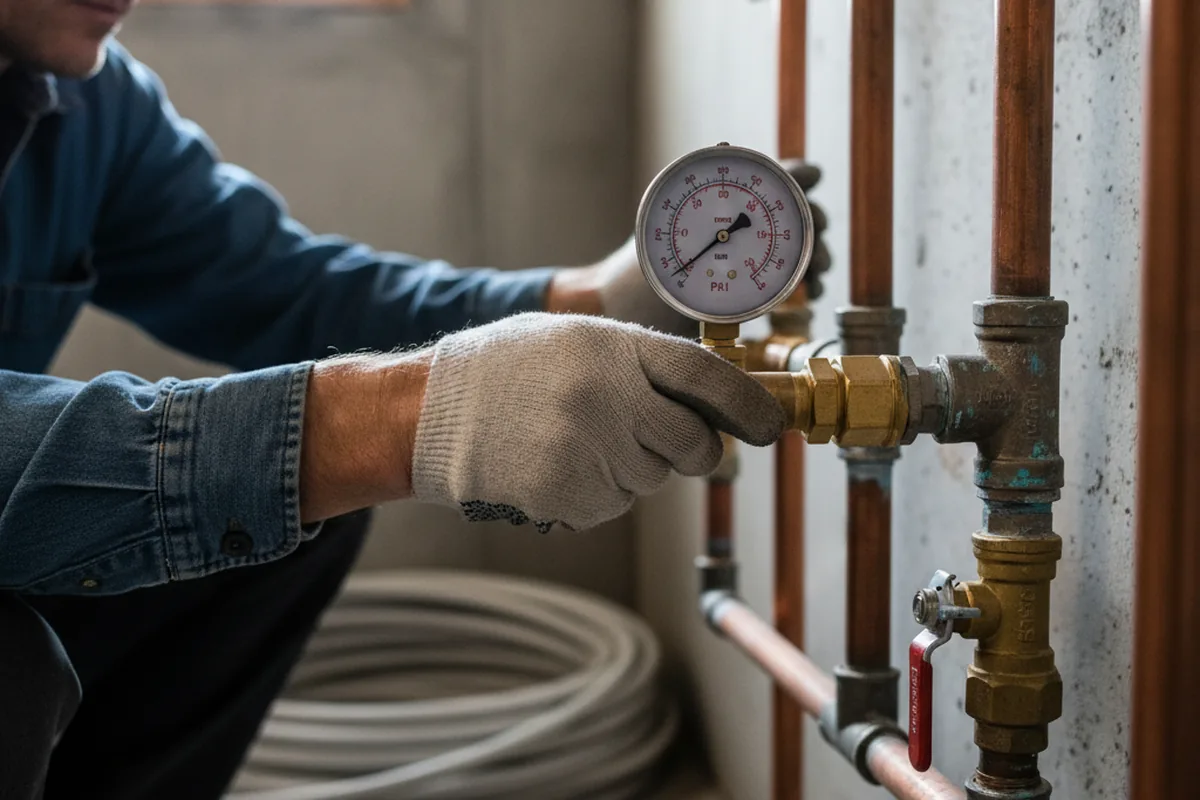 Pressure testing a repaired line during Water Line Repair in Scio